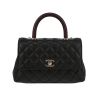 Borsa a tracolla Chanel  Coco Handle mini  in pelle martellata e trapuntata nera - 360 thumbnail