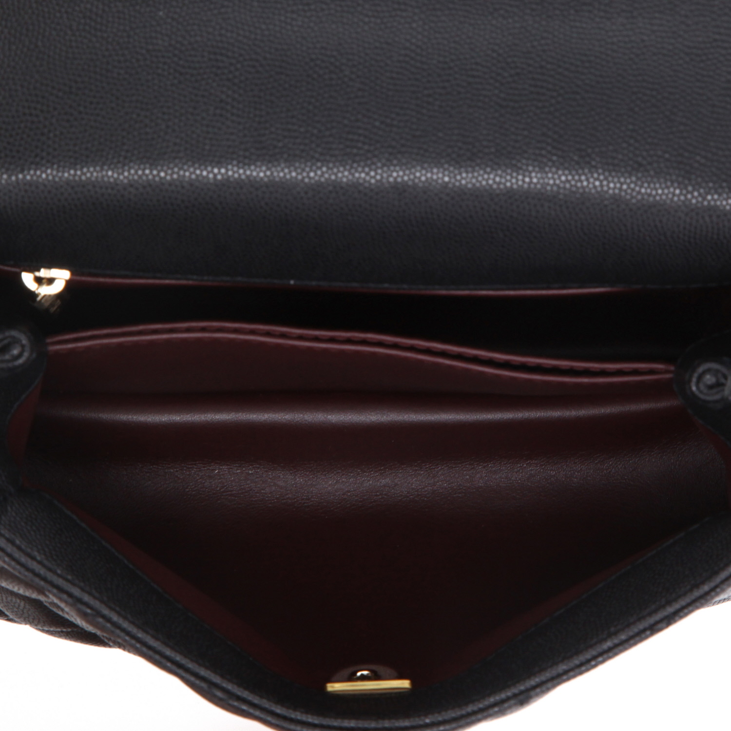 Chanel  Coco Handle mini  shoulder bag  in black quilted grained leather - Detail D3