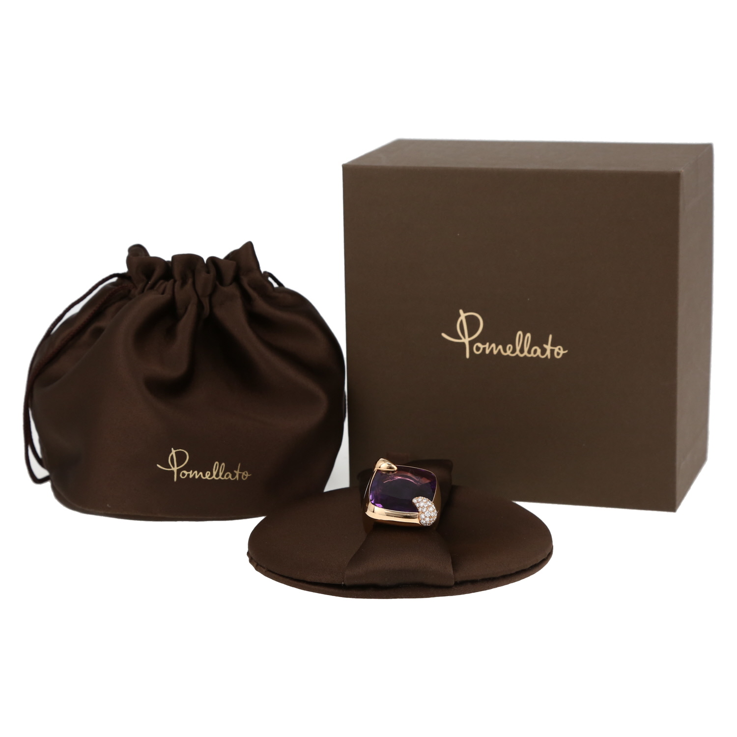 Anello Pomellato Ritratto modello grande in oro rosa, ametista e diamanti - Detail D2