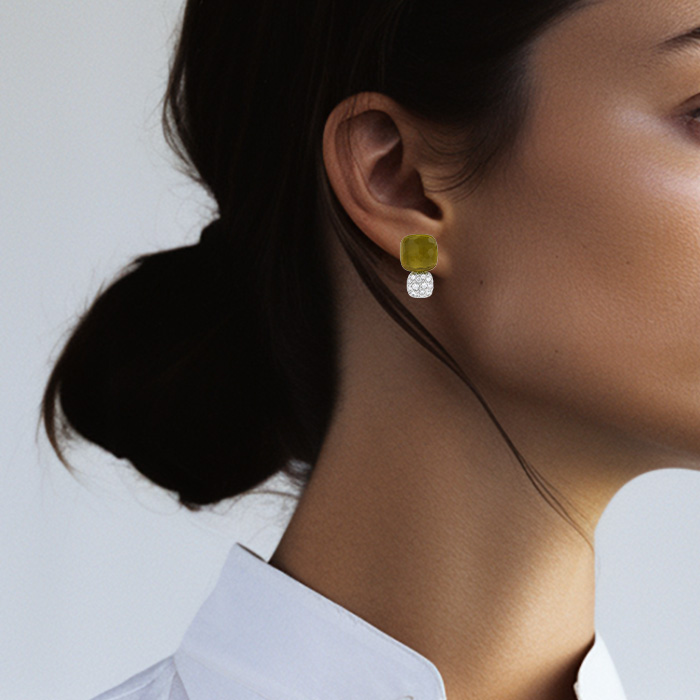 Pomellato Nudo earrings in pink gold, quartz and diamonds