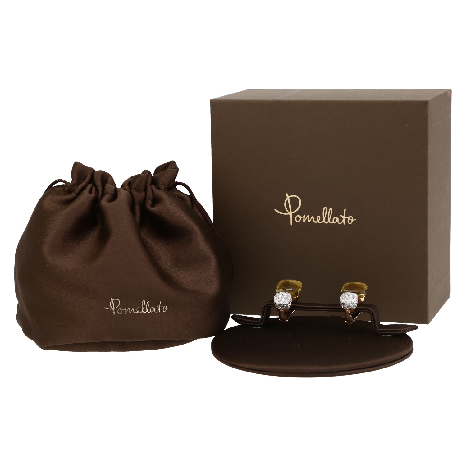Paire de boucles d'oreilles Pomellato Nudo en or rose, quartz et diamants - Detail D2