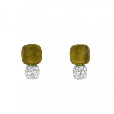 Paire de boucles d'oreilles Pomellato Nudo en or rose, quartz et diamants