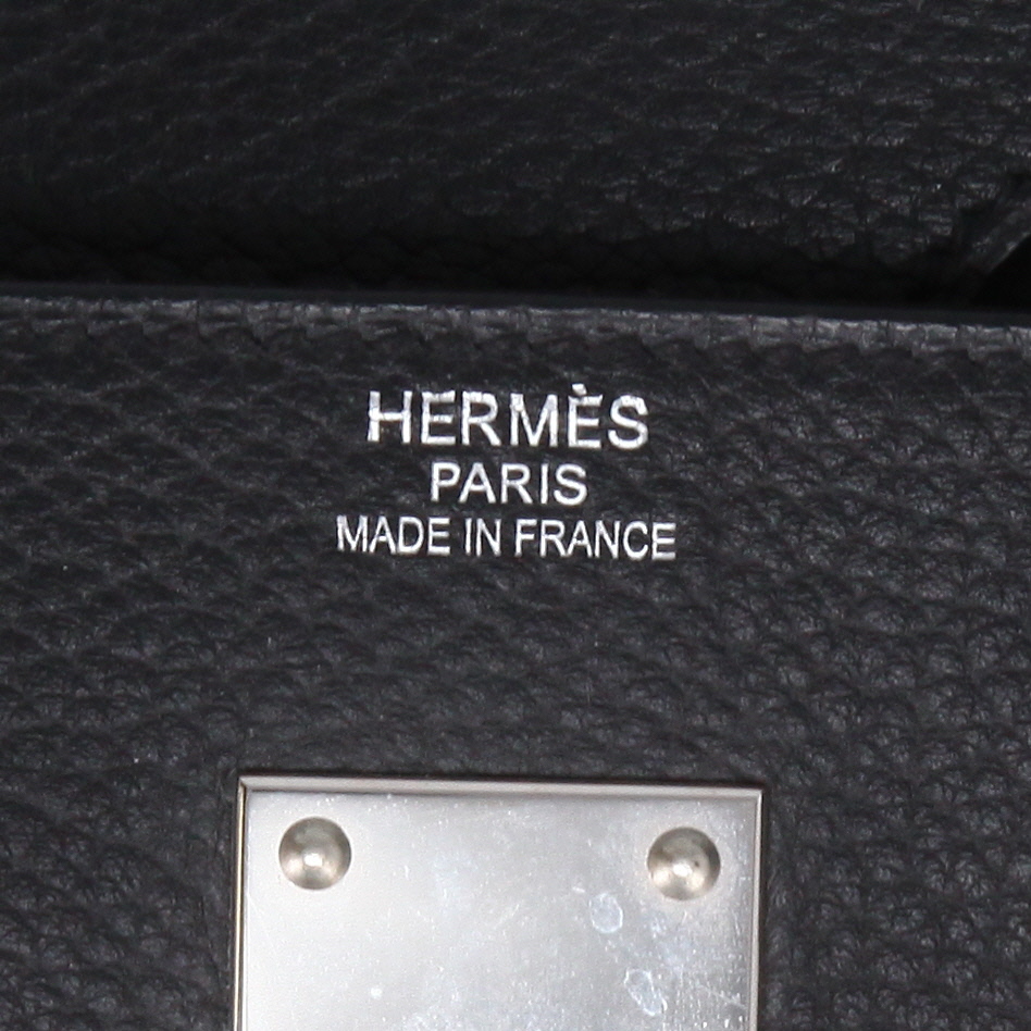 Borsa weekend Hermès  Haut à Courroies in pelle togo nera - Detail D2