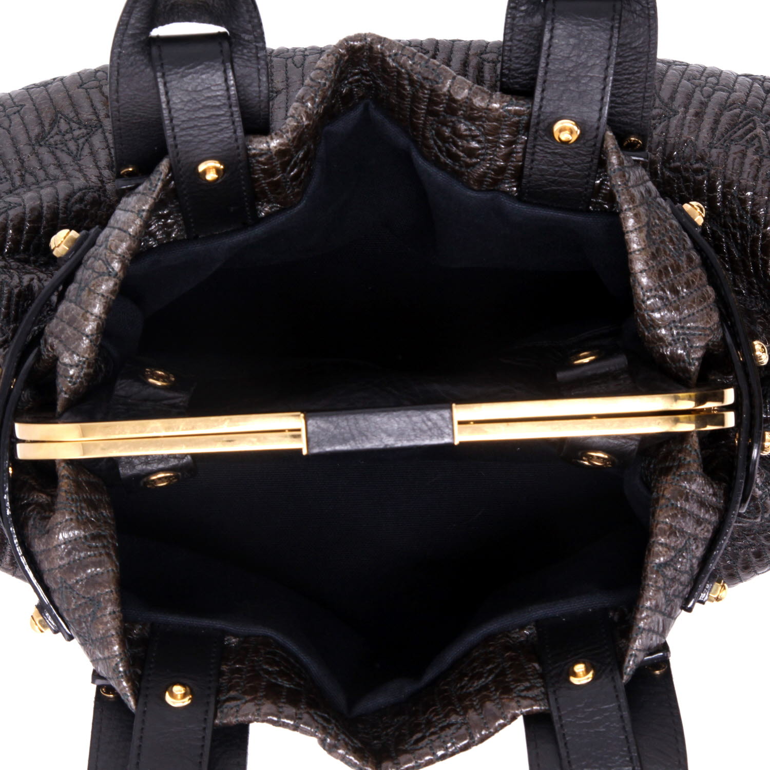 Bolso de mano Louis Vuitton  Motard en charol Monogram negro - Detail D3