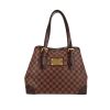 Louis Vuitton  Hampstead shopping bag  in ebene damier canvas  and brown leather - 360 thumbnail