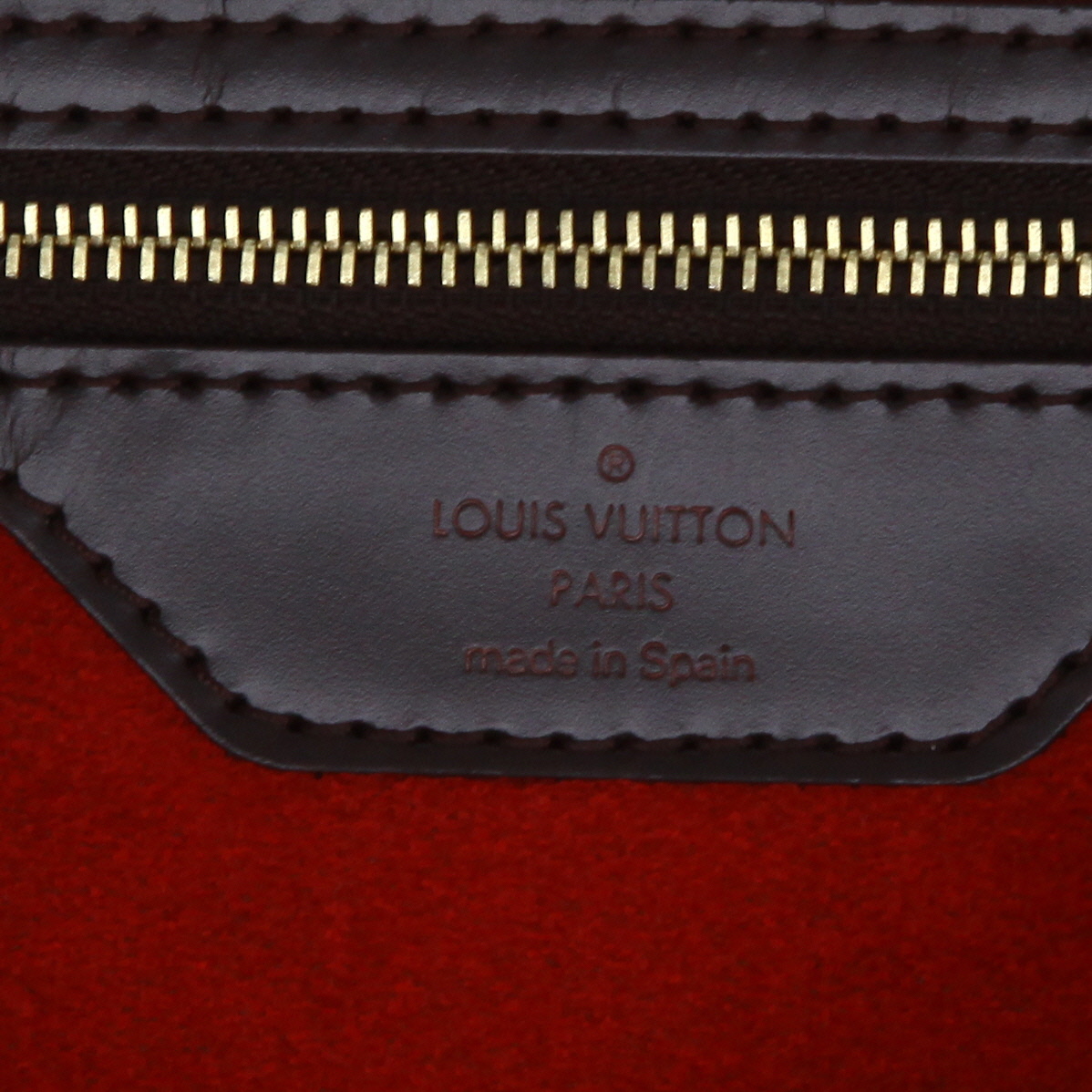 Shopping bag Louis Vuitton  Hampstead in tela a scacchi ebana e pelle marrone - Detail D2