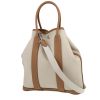 Shopping bag Hermès   in tela Gris-Béton e pelle taurillon clemence Biscuit - 00pp thumbnail