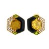 Pendientes Vintage  de oro amarillo, diamantes y piedras de colores - 360 thumbnail