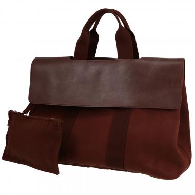 Hermès  Valparaiso handbag  in brown leather  and brown canvas