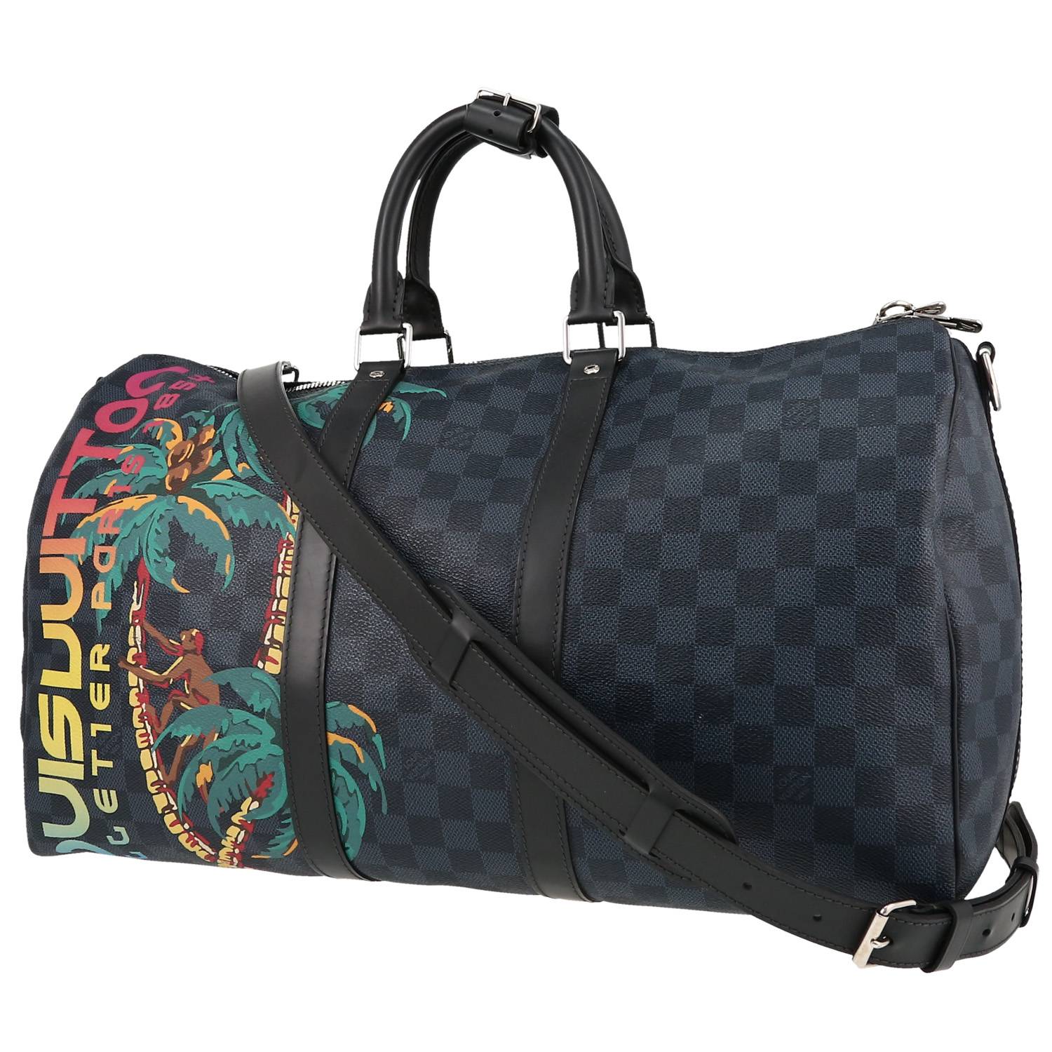 Louis Vuitton Keepall 45 travel bag in blue damier canvas