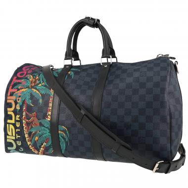 Bolsa de viaje Louis Vuitton  Keepall 45 en lona a cuadros azul