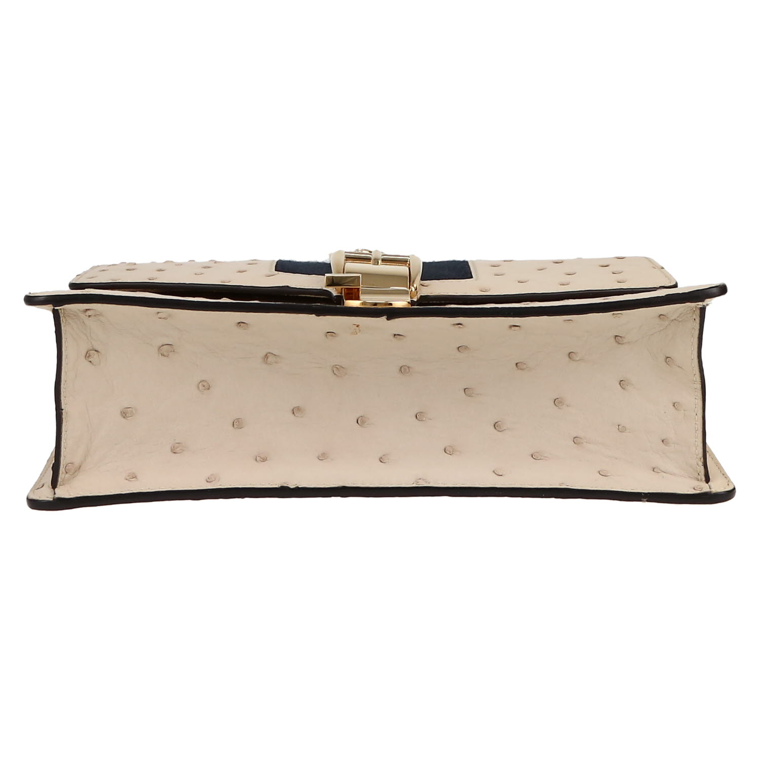 Gucci  Sylvie handbag  in off-white ostrich leather - Detail D1