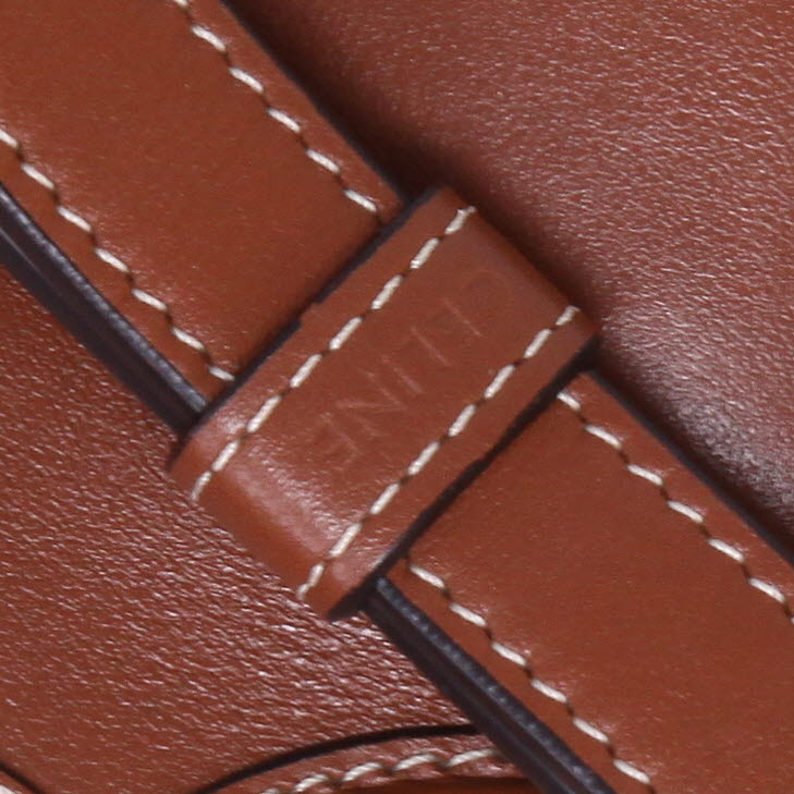 Sac bandoulière Celine  Seau en cuir marron - Detail D2