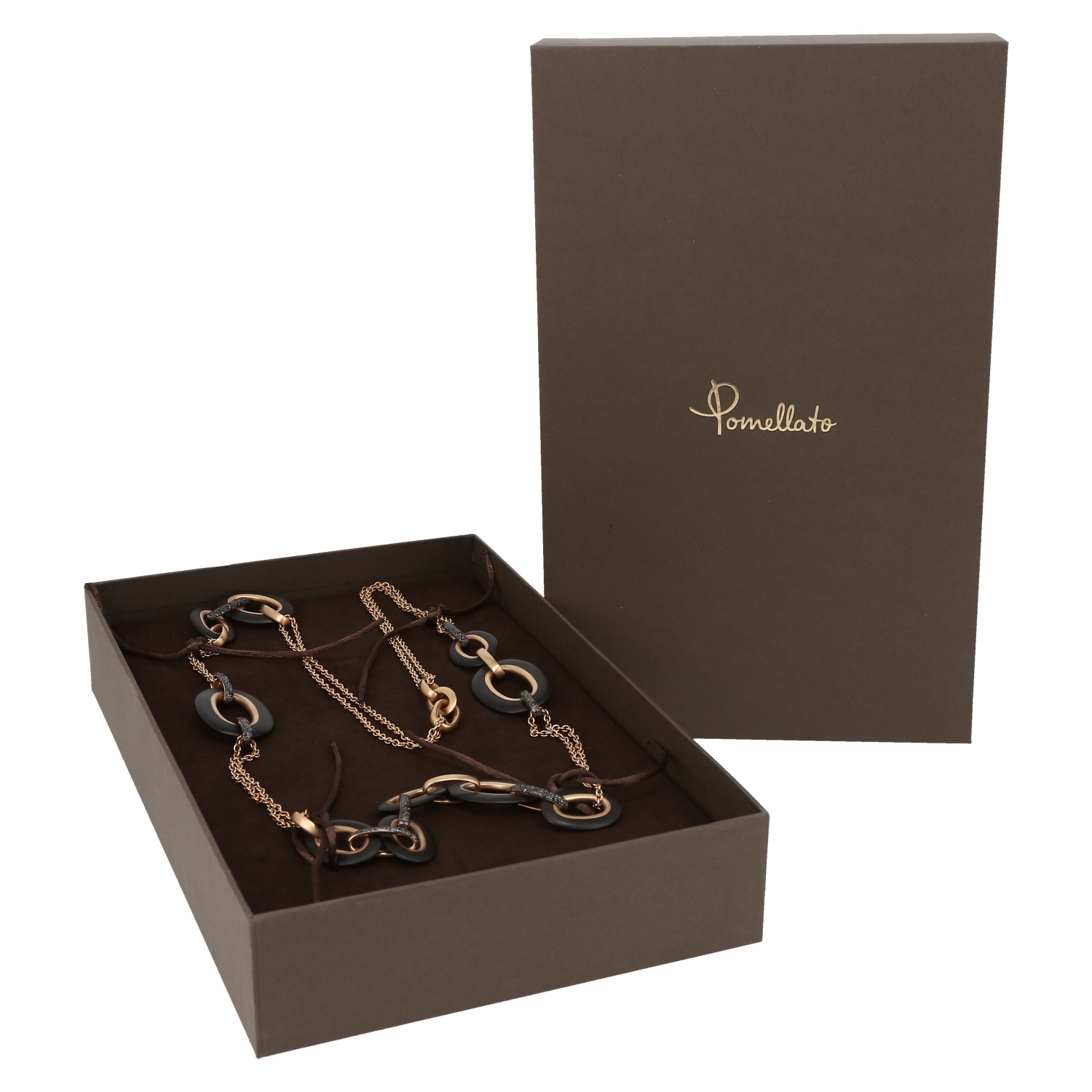 Pomellato Victoria long necklace in rose gold, jet and black diamonds - Detail D2