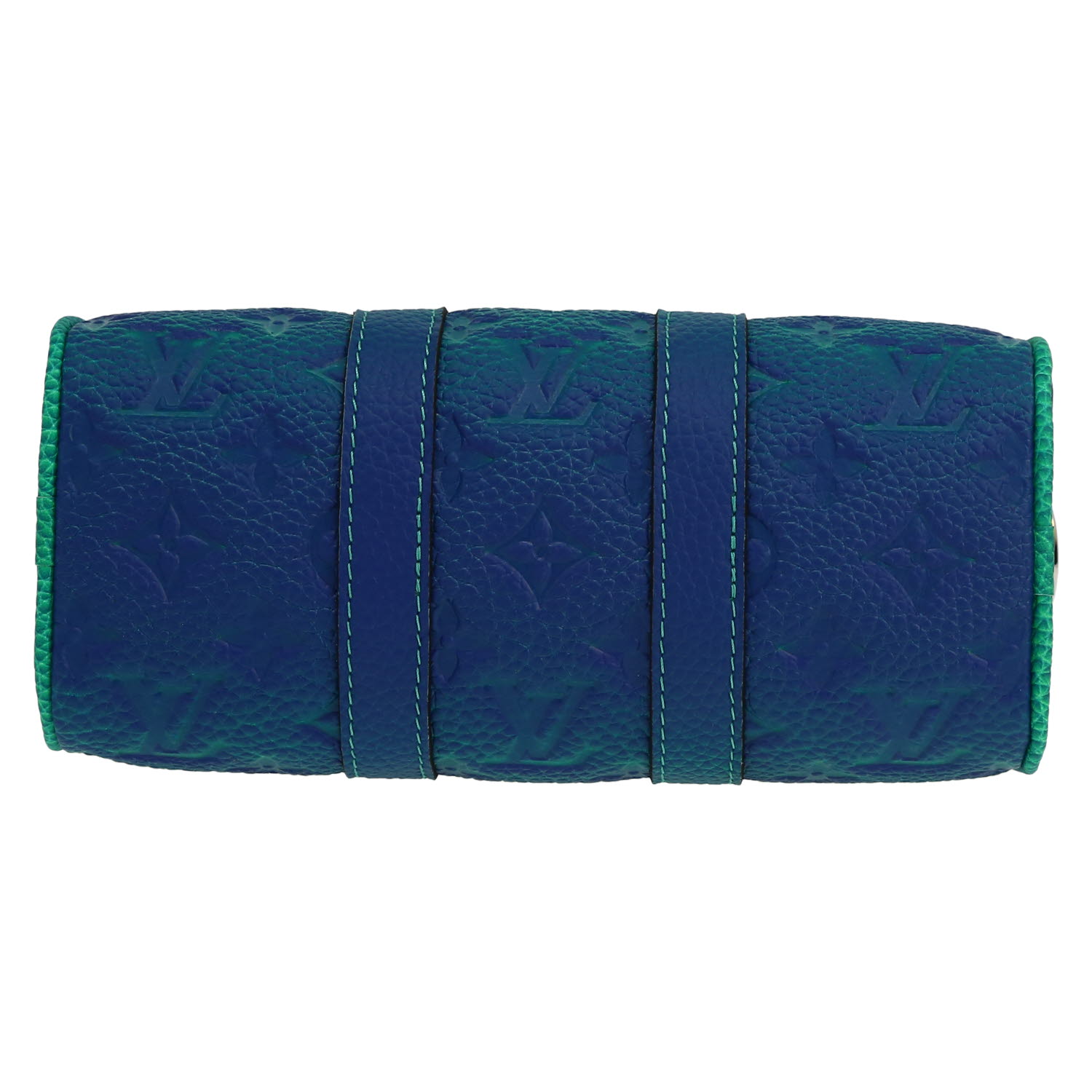 Louis Vuitton  Keepall XS shoulder bag  in green and blue empreinte monogram leather - Detail D1