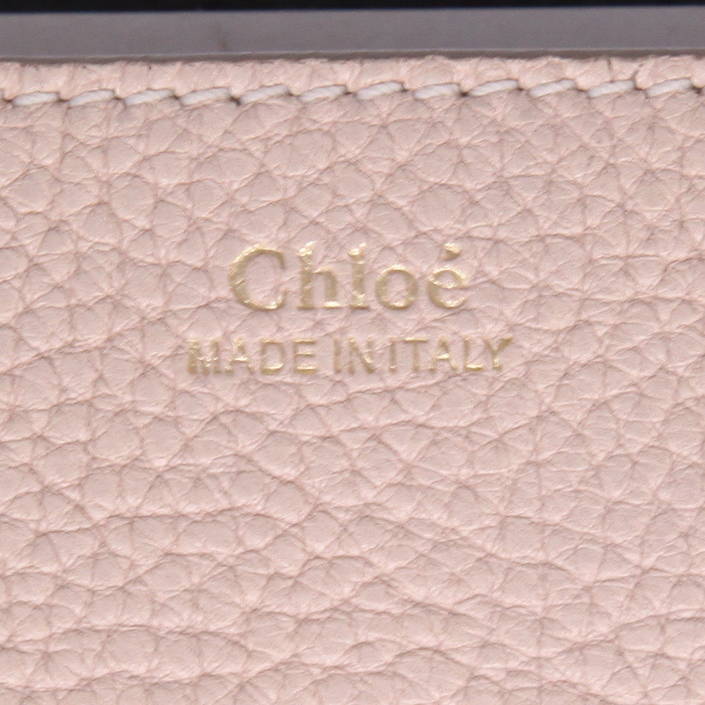 Bolso bandolera Chloé  Drew modelo mediano  en cuero granulado rosa pálido - Detail D2