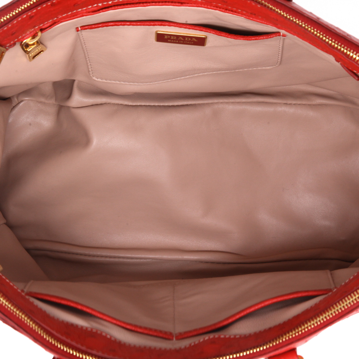 Prada  Galleria handbag  in red ostrich leather - Detail D3