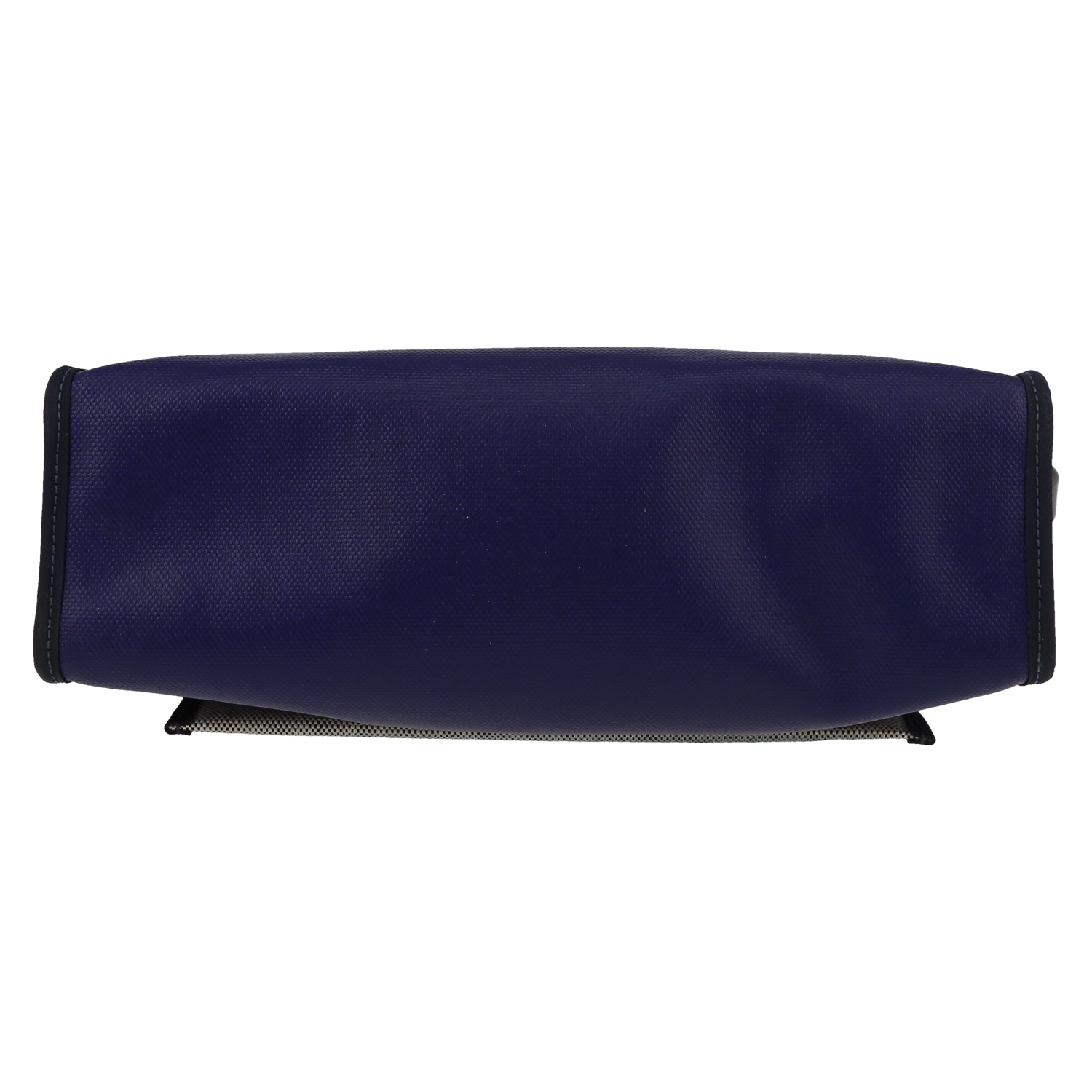 Bolso para llevar al hombro o en la mano Hermès  Herbag en lona revestida Bleu Encre y cuero Rouge Sellier - Detail D1