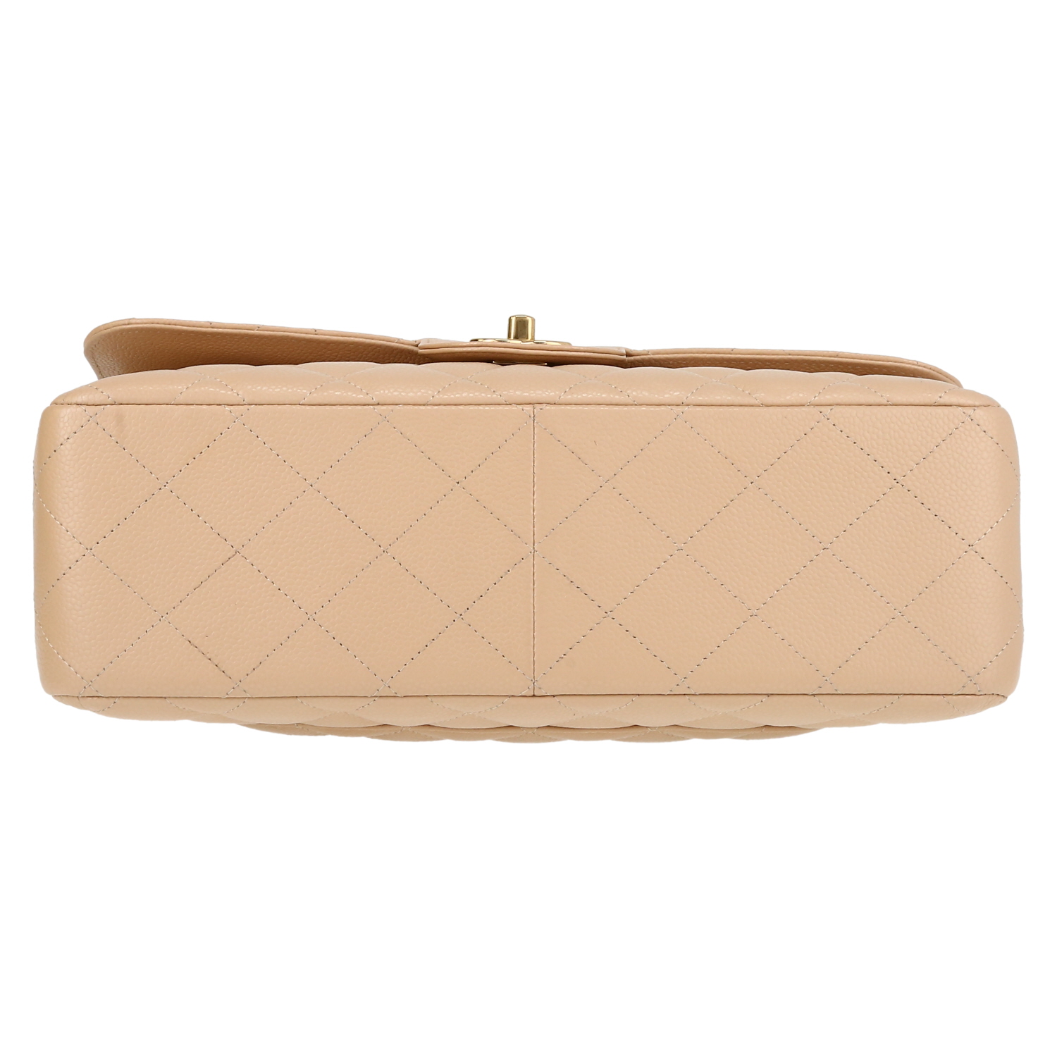 Borsa a tracolla Chanel  Timeless Jumbo in pelle martellata e trapuntata beige - Detail D1