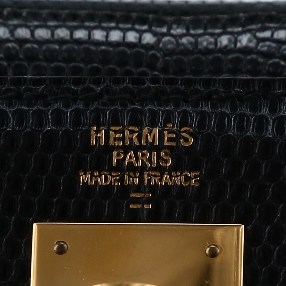 Sac à main Hermès  Kelly 32 cm en lézard noir - Detail D2