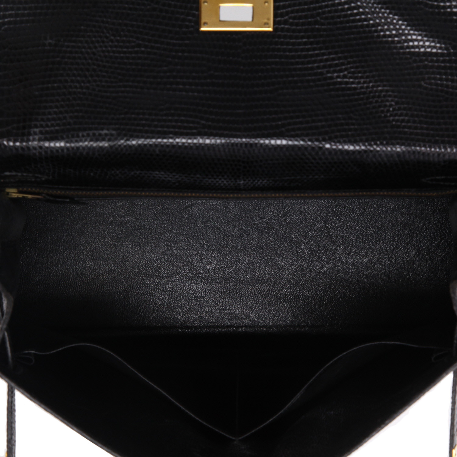 Hermès  Kelly 32 cm handbag  in black lizzard - Detail D3