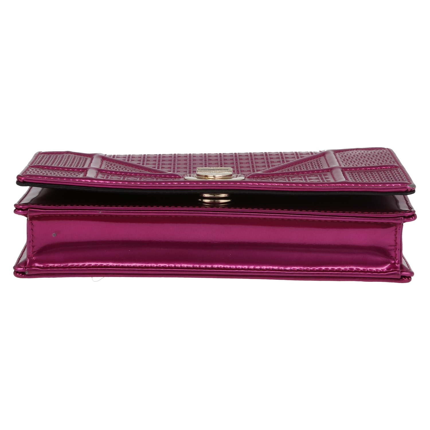 Sac/pochette Dior  Diorama Wallet on Chain en cuir rose - Detail D1