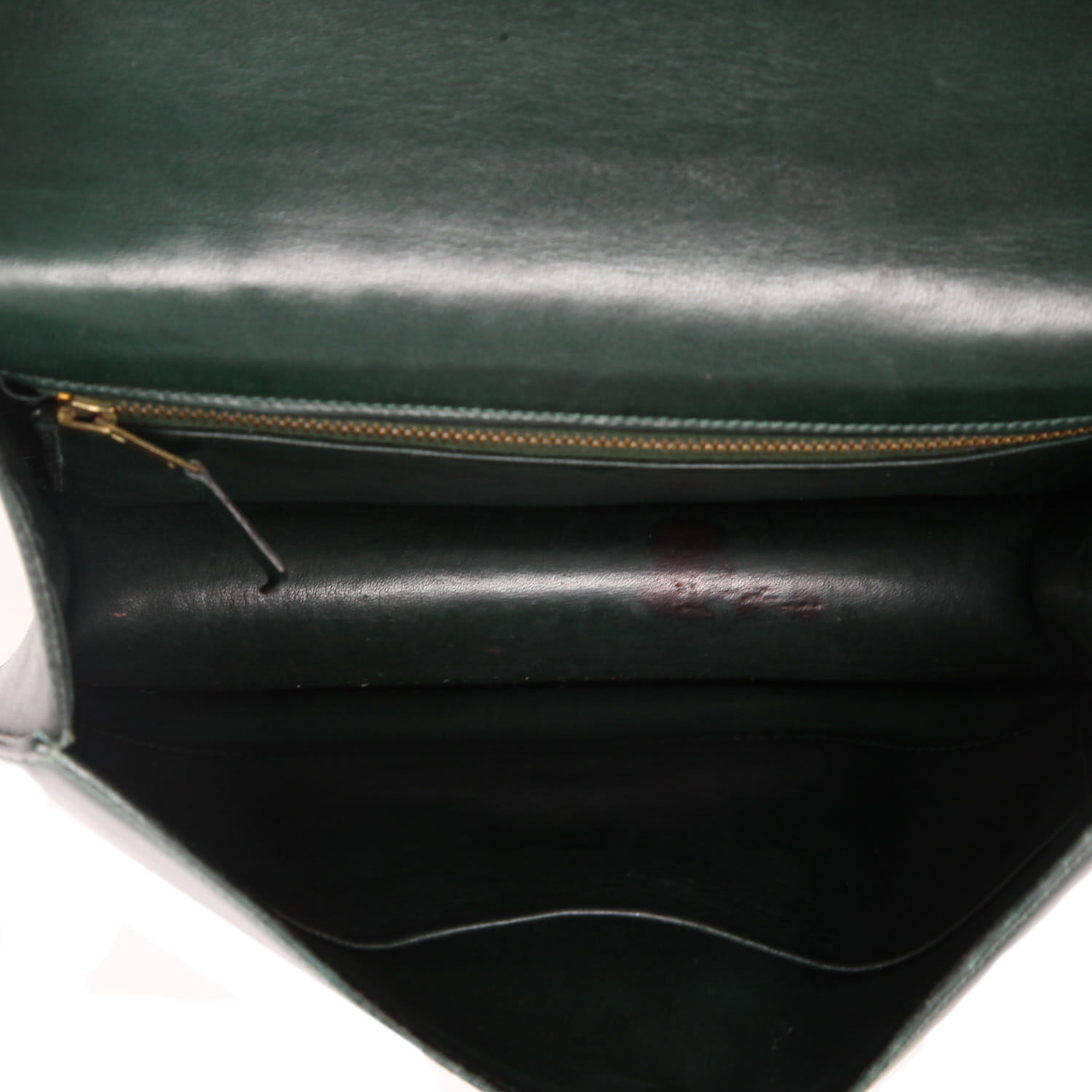 Bolso de mano Hermès  Constance en cuero box verde pino - Detail D3