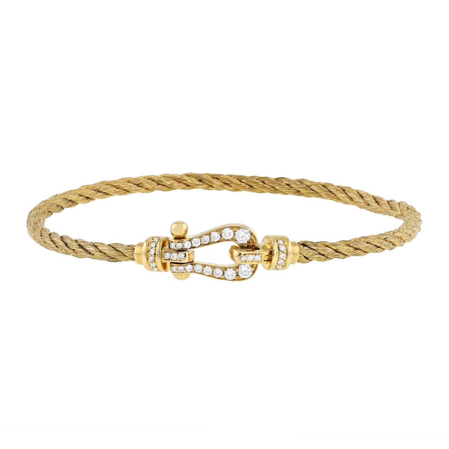 bracelet fred force 10 moyen modèle en or jaune et diamants