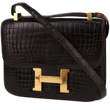 Hermes Constance Mini Shoulder Bag in Brick Red Box Leather