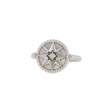 CHRISTIAN DIOR 18K Rose Gold Diamond Pink Opal Rose Des Vents Cuff Bracelet  1310622