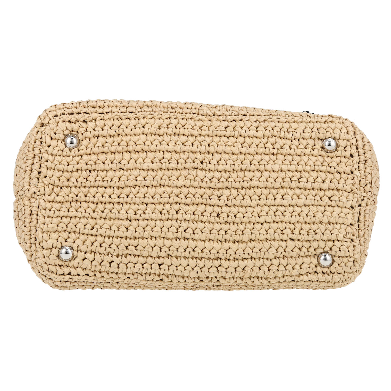 Bolso de mano Prada   en raffia beige y negra - Detail D1