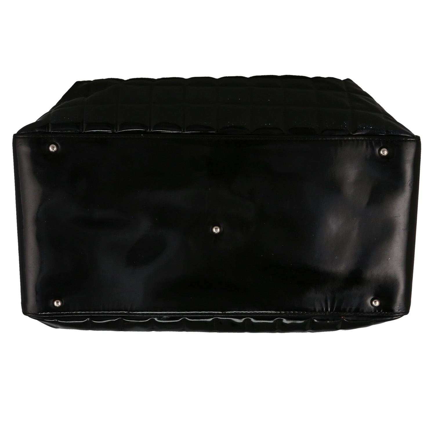 Chanel  Boston weekend bag  in black patent quilted leather - Detail D1