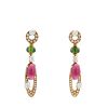 Articulated Bulgari Elisia earrings in yellow gold, tourmaline and diamonds - 00pp thumbnail