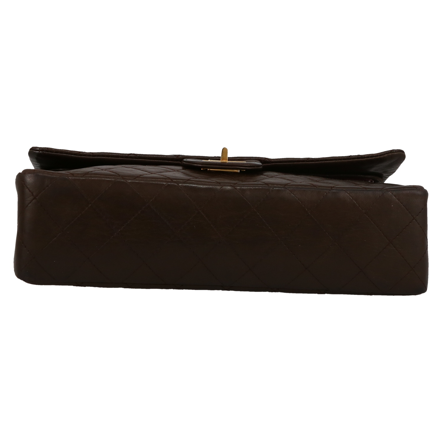 Chanel  Chanel 2.55 handbag  in brown quilted leather - Detail D1