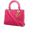 Dior  Lady Dior medium model  handbag  in fushia pink woollen fabric  and pink leather - 00pp thumbnail