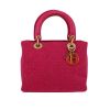 Dior  Lady Dior medium model  handbag  in fushia pink woollen fabric  and pink leather - 360 thumbnail