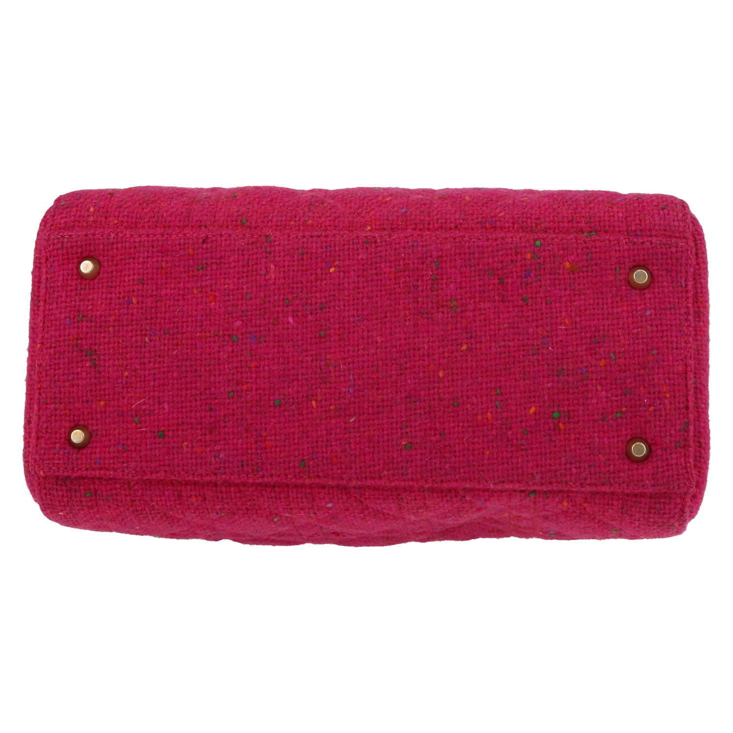 Sac à main Dior  Lady Dior moyen modèle  en lainage rose-fushia et cuir rose - Detail D1