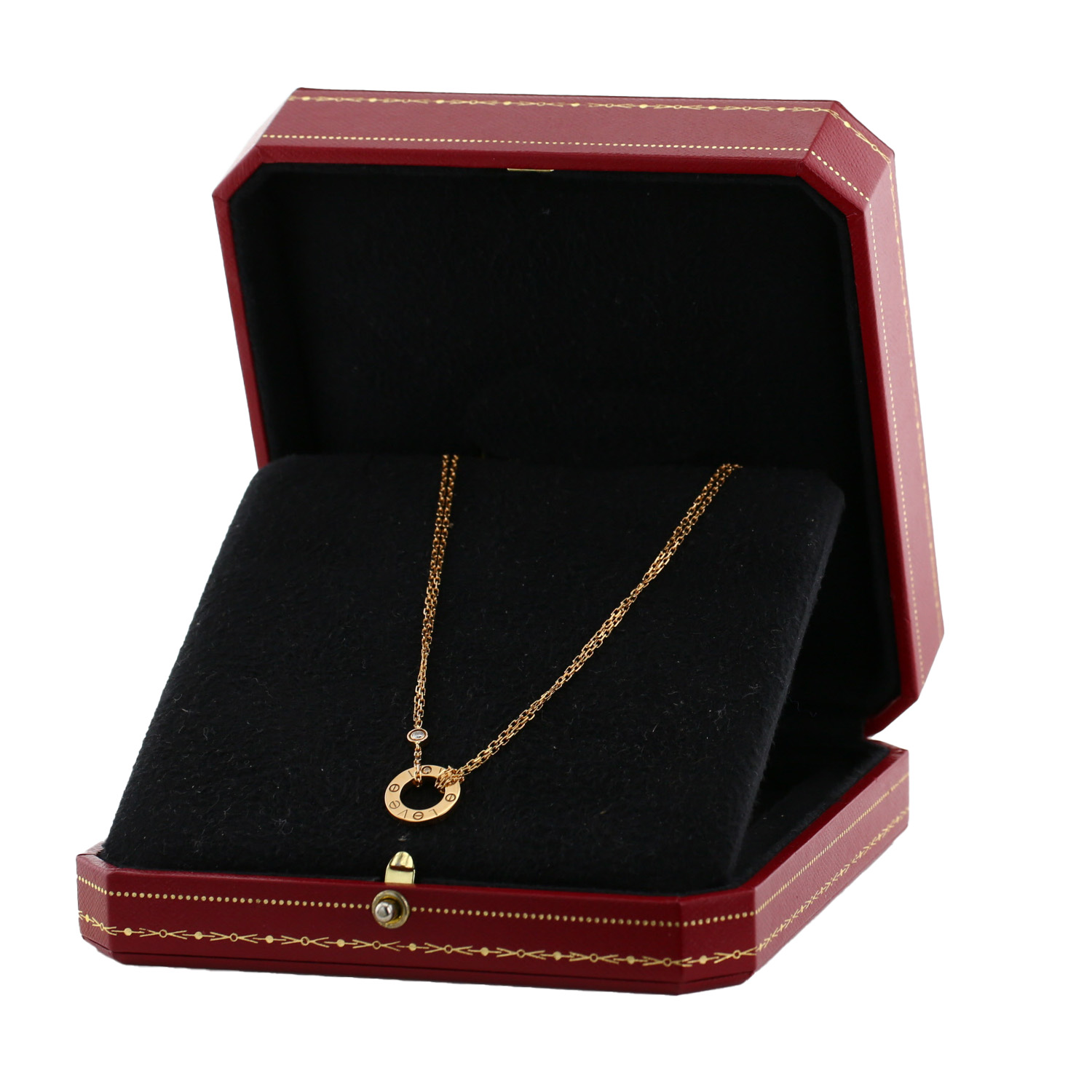 Cartier Love necklace in pink gold and diamonds - Detail D2