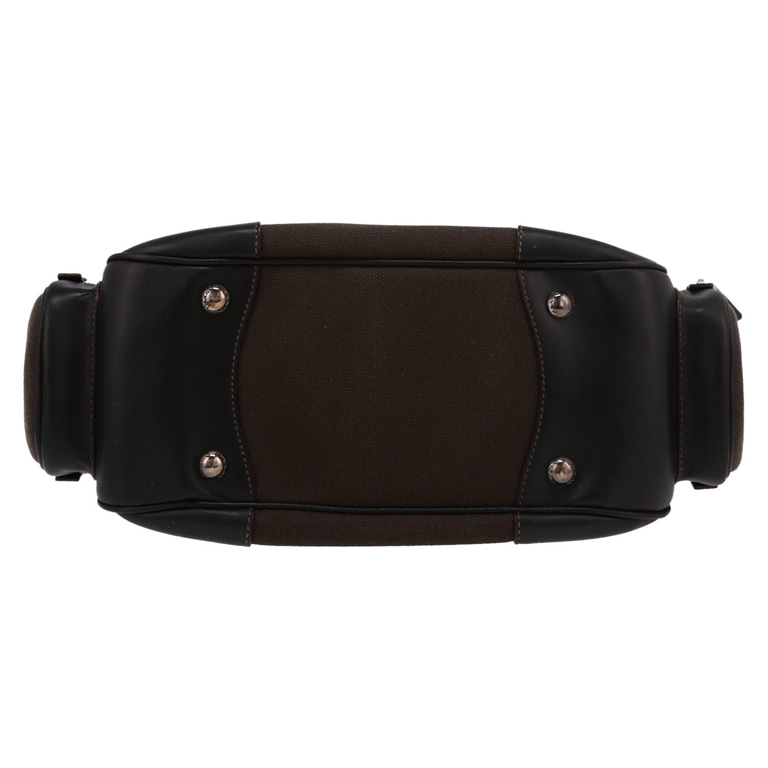 Borsa Prada   in tela marrone e pelle nera - Detail D1