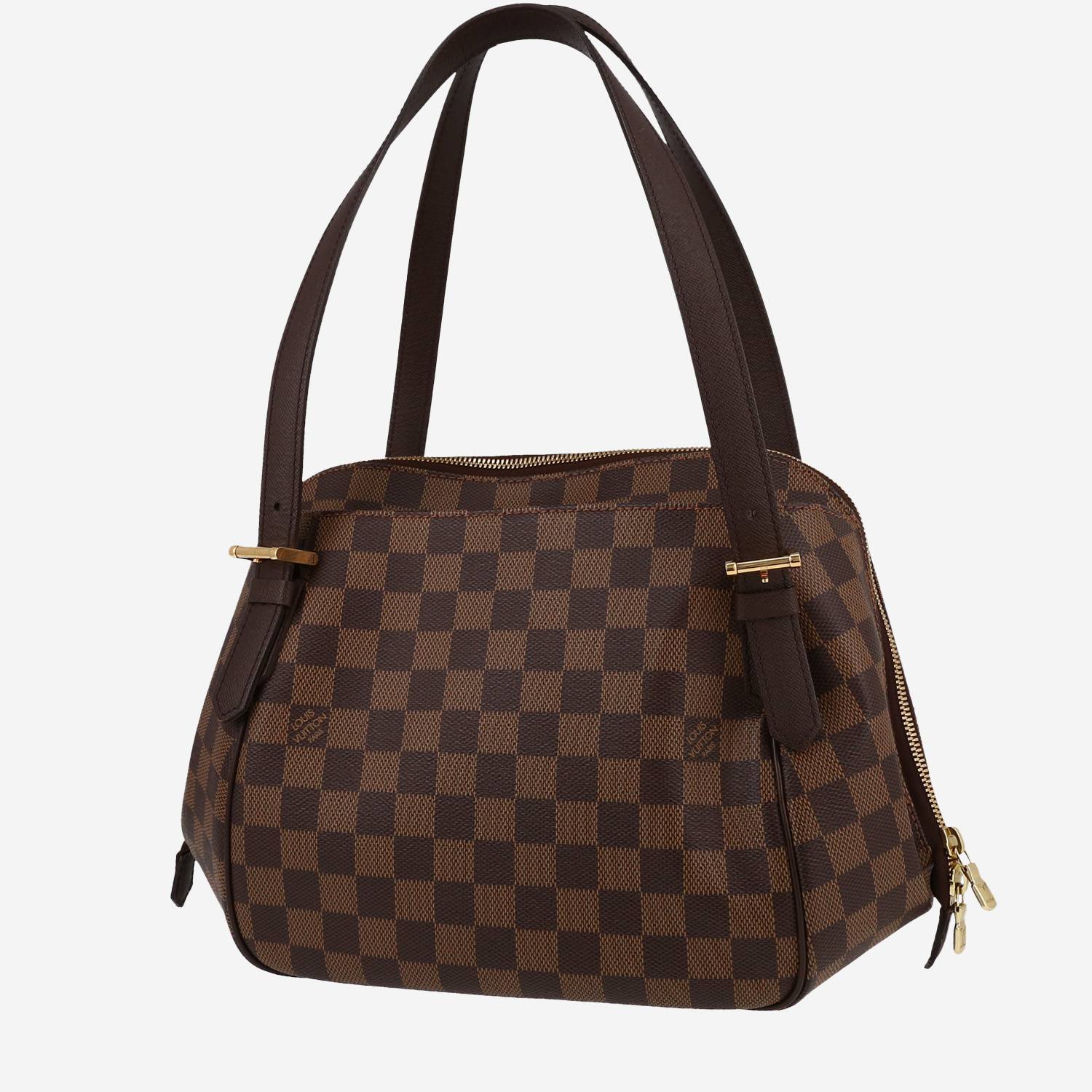 Sac à main Louis Vuitton  Belem en toile damier ébène et cuir marron