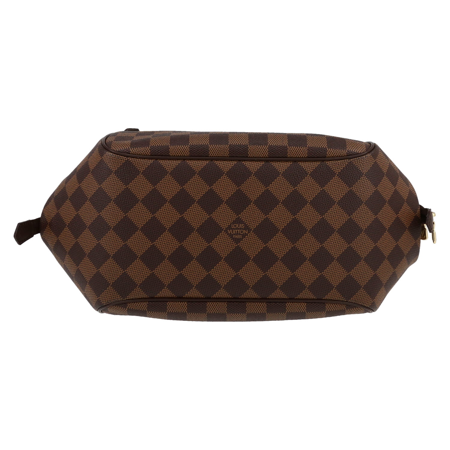 Sac à main Louis Vuitton  Belem en toile damier ébène et cuir marron - Detail D1