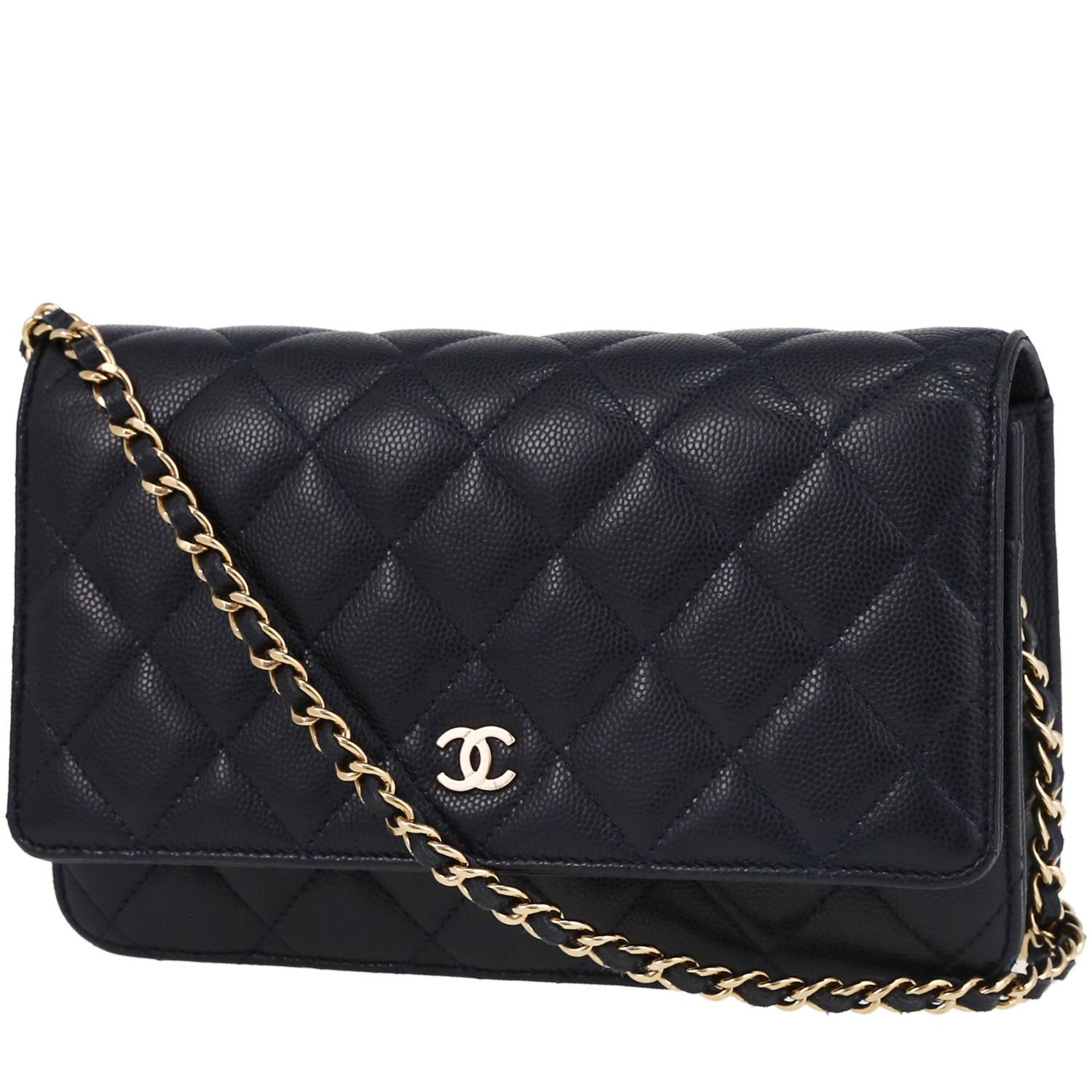 Handbags Chanel Chanel Boy Chain Shoulder Bag Navy Quilted Flap Caviar Grained