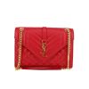 Saint Laurent  Enveloppe shoulder bag  in red quilted grained leather - 360 thumbnail