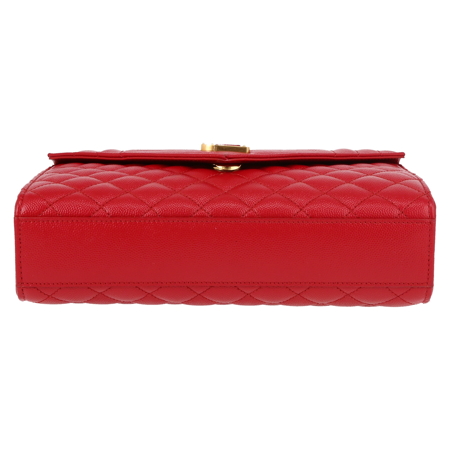 Sac bandoulière Saint Laurent  Enveloppe en cuir grainé matelassé rouge - Detail D1