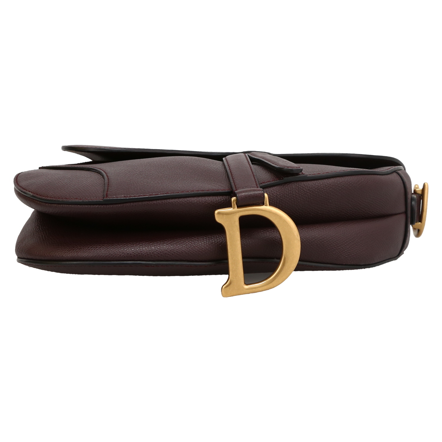 Sac à main Dior  Saddle en cuir aubergine - Detail D1