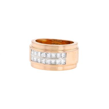Bague bandeau Vintage en or rose et diamants