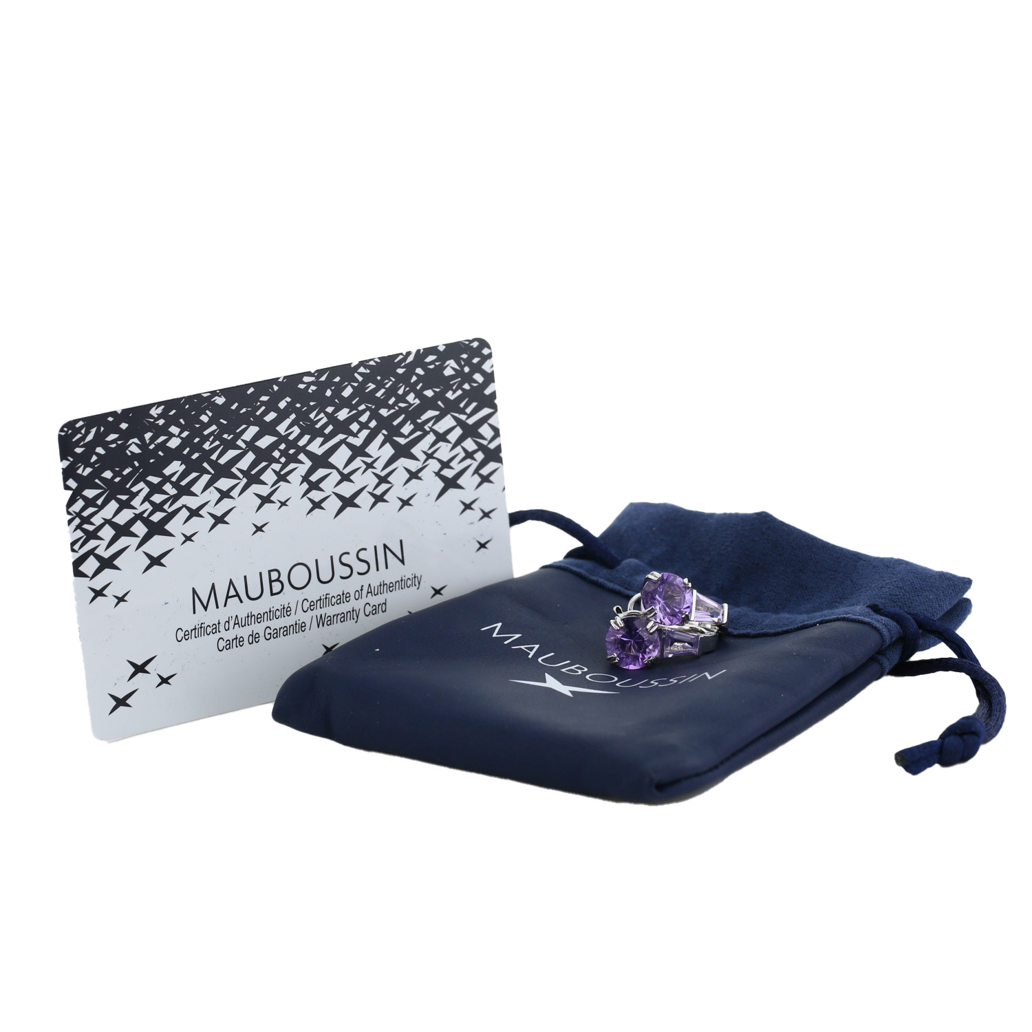 Mauboussin Extrêmement Libre et Sensuel earrings in white gold and amethysts - Detail D2