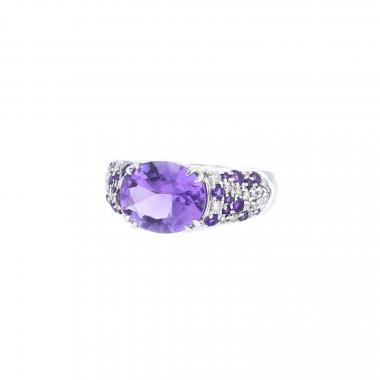 Mauboussin Plaisir d'Amour ring in white gold, amethyst and diamonds