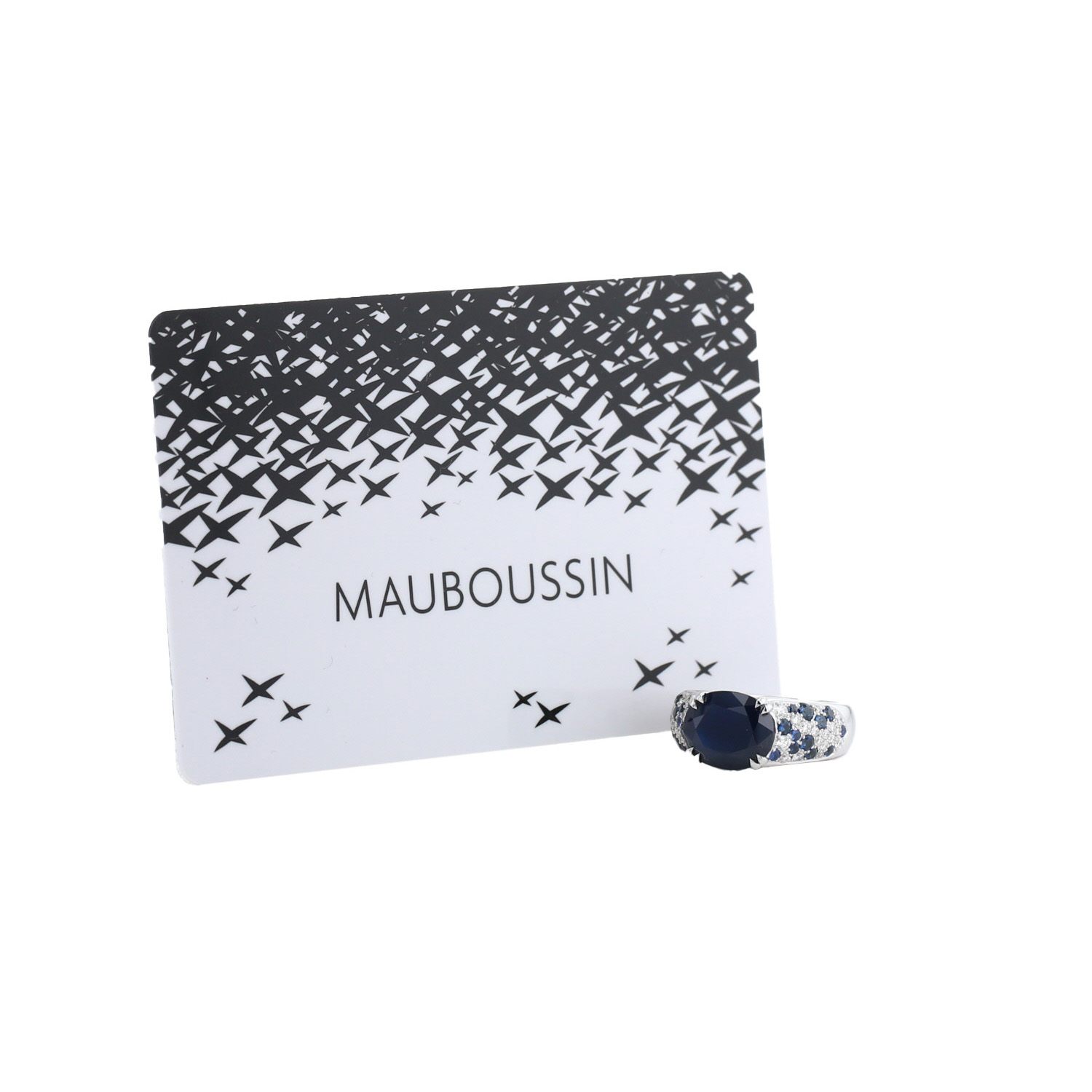 Mauboussin Nuit D'Amour ring in white gold,  sapphires and diamonds - Detail D2