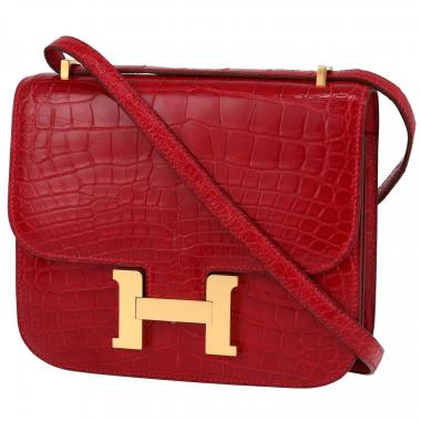 Bolso de mano Hermès  Constance en aligátor rojo